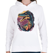 PRINTFASHION raptor - Női kapucnis pulóver - Fehér női pulóver, kardigán