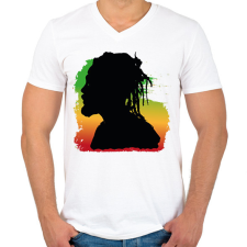 PRINTFASHION Rastafari - Férfi V-nyakú póló - Fehér férfi póló