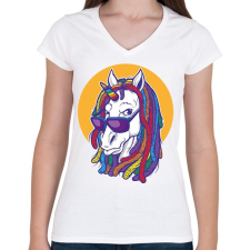 PRINTFASHION Rasztás ló - Női V-nyakú póló - Fehér női póló