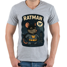 PRINTFASHION Ratman - Férfi V-nyakú póló - Sport szürke férfi póló