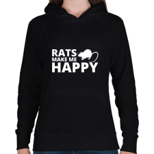 PRINTFASHION Rats make me happy - Női kapucnis pulóver - Fekete női pulóver, kardigán