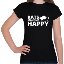 PRINTFASHION Rats make me happy - Női póló - Fekete női póló