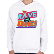 PRINTFASHION Rave or Die! - Gyerek kapucnis pulóver - Fehér gyerek pulóver, kardigán