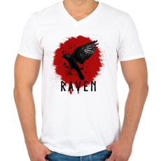 PRINTFASHION RAVEN - Férfi V-nyakú póló - Fehér