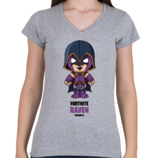 PRINTFASHION Raven - Fortnite Season 6 - Női V-nyakú póló - Sport szürke