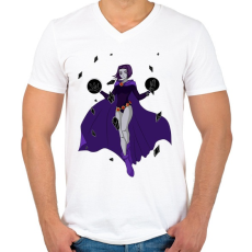 PRINTFASHION Raven - Tenn Titan - Férfi V-nyakú póló - Fehér