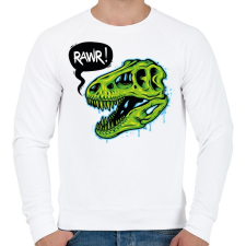 PRINTFASHION Rawr - Dinoszaurusz koponya - Férfi pulóver - Fehér férfi pulóver, kardigán