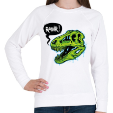 PRINTFASHION Rawr - Dinoszaurusz koponya - Női pulóver - Fehér