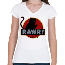 PRINTFASHION Rawr - Női V-nyakú póló - Fehér női póló