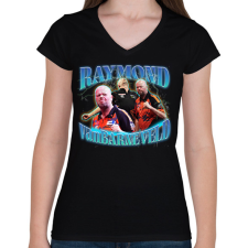PRINTFASHION Raymond van Barneveld - darts - Női V-nyakú póló - Fekete női póló