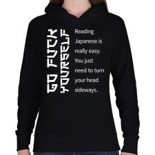 PRINTFASHION Reading Japanese is really easy - white - Női kapucnis pulóver - Fekete női pulóver, kardigán