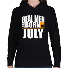 PRINTFASHION Real Men are Born In July - Női kapucnis pulóver - Fekete női pulóver, kardigán