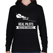 PRINTFASHION Real pilots - Női kapucnis pulóver - Fekete női pulóver, kardigán