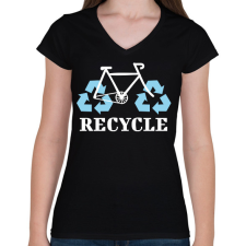 PRINTFASHION Recycle - Női V-nyakú póló - Fekete női póló