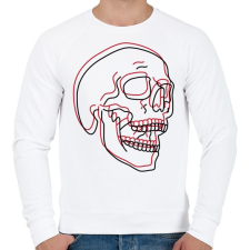 PRINTFASHION Red&Black Skull - Férfi pulóver - Fehér férfi pulóver, kardigán