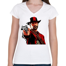 PRINTFASHION red dead redemption 2 - Női V-nyakú póló - Fehér
