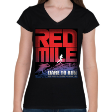 PRINTFASHION Red Mile - Női V-nyakú póló - Fekete női póló