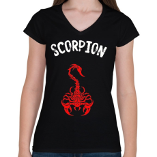 PRINTFASHION red scorpion - Női V-nyakú póló - Fekete