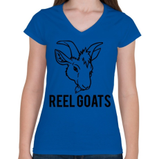 PRINTFASHION Reel Goats - Női V-nyakú póló - Királykék