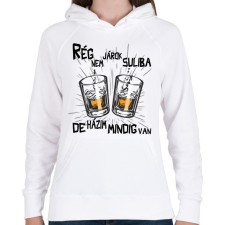 PRINTFASHION Rég nem járok suliba de házim mindig van  - Női kapucnis pulóver - Fehér női pulóver, kardigán