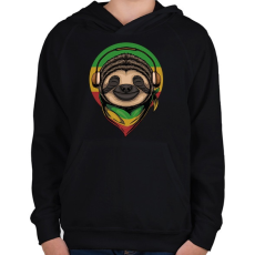 PRINTFASHION Reggae lajhár - Gyerek kapucnis pulóver - Fekete