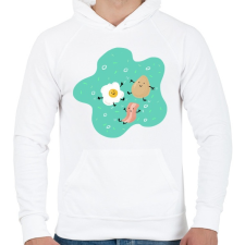 PRINTFASHION Reggeli barátok - Férfi kapucnis pulóver - Fehér férfi pulóver, kardigán