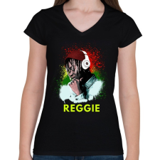 PRINTFASHION REGGIE PORTRÉ - Női V-nyakú póló - Fekete női póló