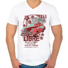 PRINTFASHION régi kocsi - Férfi V-nyakú póló - Fehér férfi póló