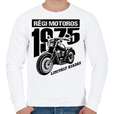 PRINTFASHION Régi motoros-Egyedi évszámmal - Férfi pulóver - Fehér férfi pulóver, kardigán