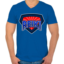PRINTFASHION REIKI - Férfi V-nyakú póló - Királykék férfi póló