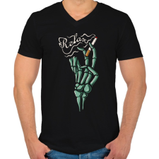 PRINTFASHION Relax - Férfi V-nyakú póló - Fekete férfi póló