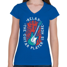 PRINTFASHION Relax - itt van a gitáros - Női V-nyakú póló - Királykék