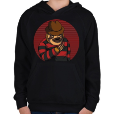 PRINTFASHION Rémálom az Elm utcában - Lajhár - Gyerek kapucnis pulóver - Fekete