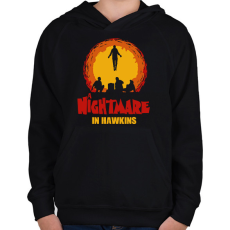 PRINTFASHION Rémálom Hawkinsban - Stranger Things - Gyerek kapucnis pulóver - Fekete
