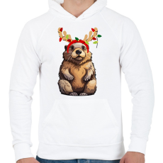 PRINTFASHION Rénszarvas bober.2 - Férfi kapucnis pulóver - Fehér