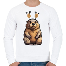 PRINTFASHION Rénszarvas bober - Férfi pulóver - Fehér férfi pulóver, kardigán