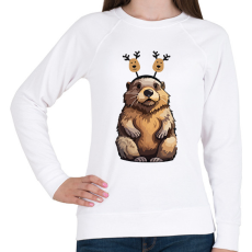 PRINTFASHION Rénszarvas bober - Női pulóver - Fehér