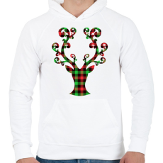 PRINTFASHION Rénszarvas - Férfi kapucnis pulóver - Fehér