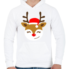 PRINTFASHION Rénszarvas  - Férfi kapucnis pulóver - Fehér