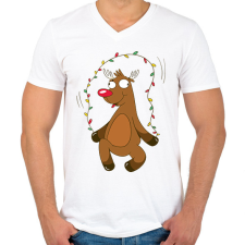 PRINTFASHION Rénszarvas - Férfi V-nyakú póló - Fehér férfi póló