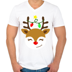 PRINTFASHION Rénszarvas  - Férfi V-nyakú póló - Fehér