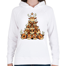 PRINTFASHION Rénszarvas karácsonyfa - Női kapucnis pulóver - Fehér női pulóver, kardigán