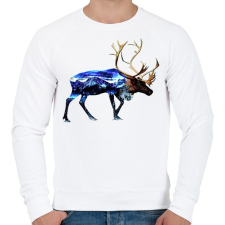 PRINTFASHION Rénszarvasban a téli táj - Férfi pulóver - Fehér férfi pulóver, kardigán