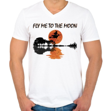 PRINTFASHION Repülj a holdig! - Férfi V-nyakú póló - Fehér férfi póló