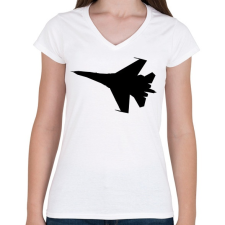 PRINTFASHION Repülő gép  - Női V-nyakú póló - Fehér női póló