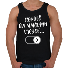 PRINTFASHION Repülő üzemmód - Férfi atléta - Fekete atléta, trikó