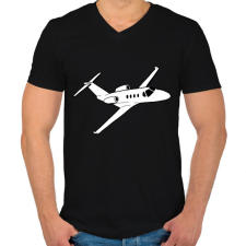 PRINTFASHION repülőgép - Férfi V-nyakú póló - Fekete férfi póló