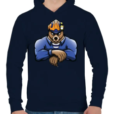 PRINTFASHION Rescue Bear - Férfi kapucnis pulóver - Sötétkék