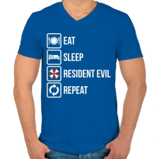 PRINTFASHION Resident Evil - Férfi V-nyakú póló - Királykék férfi póló