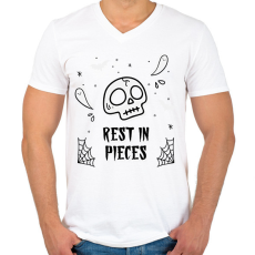 PRINTFASHION REST IN PIECES - Férfi V-nyakú póló - Fehér